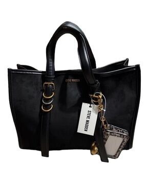 Steve Madden Black Tote with Gold Accents and Charm